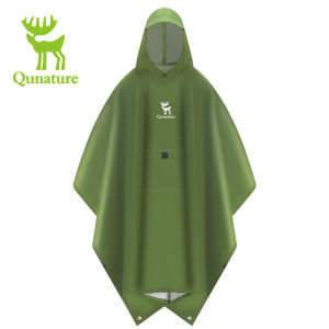 【Local Delivery】Qunature Multifunctional Lightweight Raincoat Hiking Climbing Camping 3 in 1 Poncho Floor Mat Canopy Windproof Waterproof Breathable Reflective Outdoor Raincoat