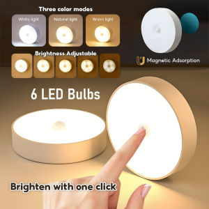 【Tricolor】Push Mini Night LED Stick Tap Push Lamp Night Light USB Rechargeable Stick-on Push Light