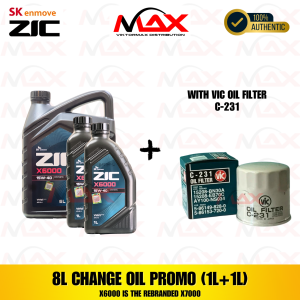 SK-ZIC 8 Liters X6000 15W-40 with C-231 Synthetic Diesel Change Oil Bundle