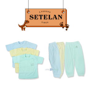 3 pasang setelan kaos oblong & celana panjang bayi anak merk tirex