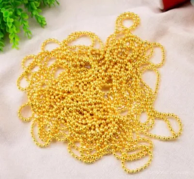 (Stock Clearance)1 Meter Gold Silver Bead Lace 4mm Christmas Tree Decoration Round Loose Beads DIY Handmade Renda Untuk Gubahan Jurai Bead Nail Bead Chains Nail Art Accessory