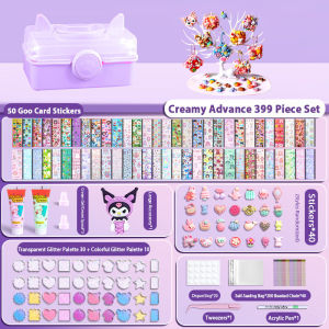 【READY STOCK】Guka sticker set kids diy craft cute sticker guka cream glue set guka cream keychain set Birthday gift for children Guza Full Set Cute Stickers Storage Box Children Girls Hand Account Small Tools咕卡套装 手工贴纸 生日礼物