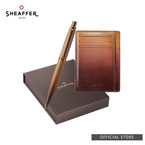 Sheaffer VFM 9428 Coffee Edition Matt Brown Rollerball Pen/Ballpoint Pen + Credit Card Holder Set