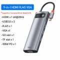 Baseus USB C Hub Loại C Để HDMI Tương Thích Rj45 đầu đọc SD Pd 100W Sạc USB 3.0 USB-C HUB cho MacBook Pro trạm dock Splitter. 