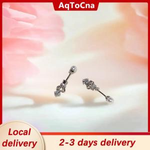 [COD] AqToCna Ship within 24 hours 1Pcs Crown Pearl Titanium Steel Spiral Ear Bone Nail Fashion Y2K Earrings For Women Ear Piercing Jewelry Gifts