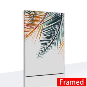 ASTRDECOR (With Frame)Nordic Style Green Leaf Posters and Prints Tropical Leaves Wall Art Plant Canvas Painting for Living Room wall decoration frame