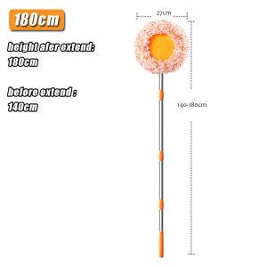 SG[Stock] Orange Extendable Microfiber Dust Sunflower Mop Rotating Head Removable Cloth Mop Lantai