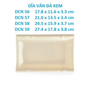 Dĩa trưng bày thức ăn chữ nhật nhựa melamine vân đá kem DCN 57 - các size