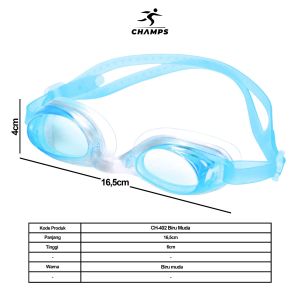 CHAMPS Bundling Kacamata Renang & Topi Renang Kacamata Renang Topi Renang Silikon Adjustable Kacamata Renang Swimming Cap