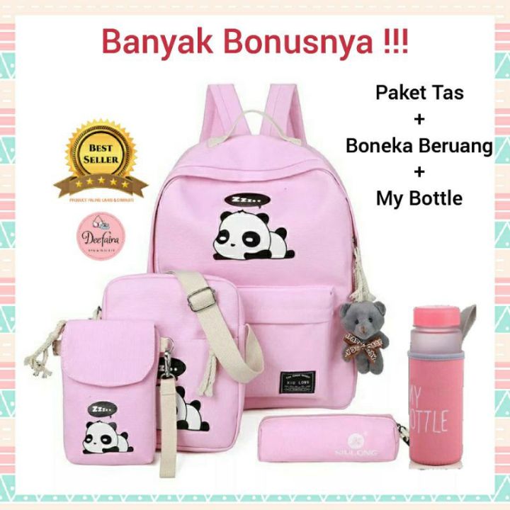 Tas Backpack Wanita Tas Sekolah Anak Perempuan Model Panda Paket