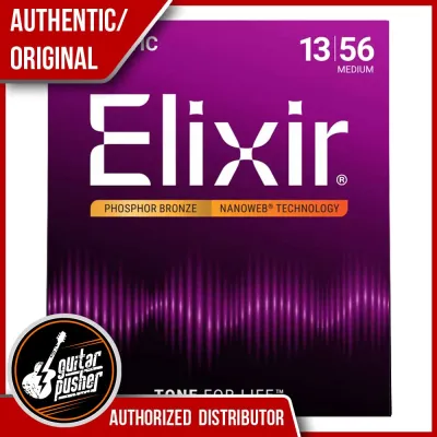 Elixir Acoustic Phosphor Bronze Acoustic Guitar Strings with NANOWEB Coating (Set Singles) (10-47 11-52 12-53 13-53 13-56)