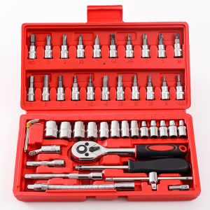 Alliance-Set Kunci Sok Kunci Shock 46 pcs Mobil Motor Lengkap Socket Tool Kit set Pas Ring Motor Mobil Car buah alat reparasi mobil dan sepeda motor