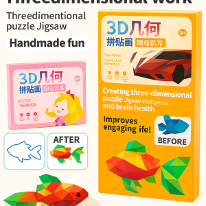 3D Geometric Puzzles Book for All Year Round Kids and Children Brain-Boosting 3D Effects Develops Logical Thinking