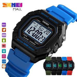 SKMEI Men Women Student Fashion Watch Digital Sport Stopwatch EL Backlight Alarm Date 50m Waterproof 1496