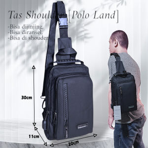Tas Sling Bag Multifungsi Polo Land Hitam Pekat Import dengan USB Port untuk Pria