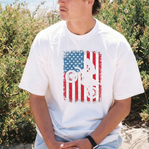 [Local Stock] VCC American Flag Dirt Bike Motocross Biker T-Shirt Crew Neck Short Sleeve Stars Stripes 4th July TEE