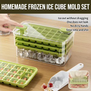 Double Press Homemade Frozen Ice Cube Mold Set Ice Ball Maker Food Grade Silicone Ice Tray Set Home Use Ice Maker Kit Ice Box