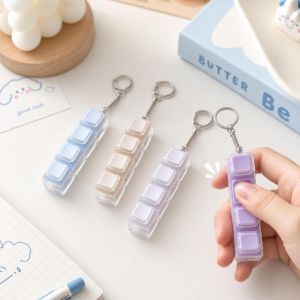 EUYRT Funny Pendant Keycap Keychain 4 Keys Button Hanging Decoration Keyboard Fidget Keychain Candy Color Bag Charms Fidget Clicker Toy Office