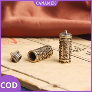 CANAMEK✨ 1pcs Brass Phật Sutra xi lanh Mặt dây chuyền Keychain treo Vòng cổ hộp thuốc
