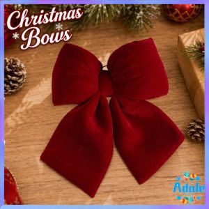 Adale 3D Velvet Christmas Bow Ornament Burgundy Red Hanging Bow Tie Tree Wreath Stair Railing Garland Home Decor