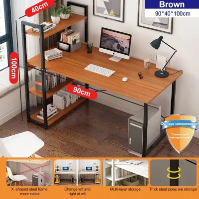 Study Table with Shelf Computer Table with Rack Writing Desk Office Table Leaning Desk with Shelves