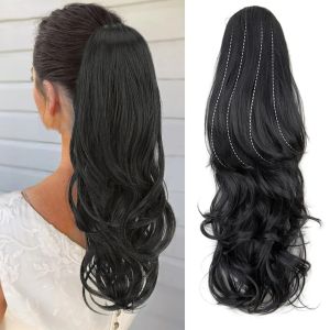 XINSU38 Ponytail Extension Drawstring Ponytail Wig Clip in Synthetic Pony Tail Hairpiece Heat Resistant Fiber Natural Long Wavy Curly Ponytail for Kids and Women