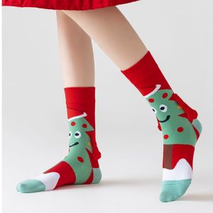 2Pairs Funny Christmas Lovers Hand Socks Magnetic Cartoon Comfortable Cotton Mid-calf Socks Christmas Gift