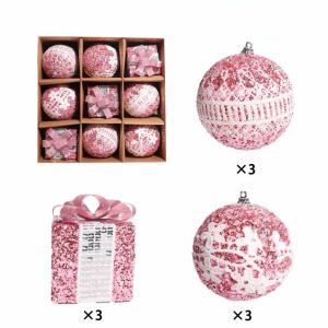 HUNIU Plastic Christmas Ball Ornaments Shatterproof Glitter Xmas Tree Hanging Ball Merry Christmas Reusable Christmas Tree Topper Christmas Tree Decoration