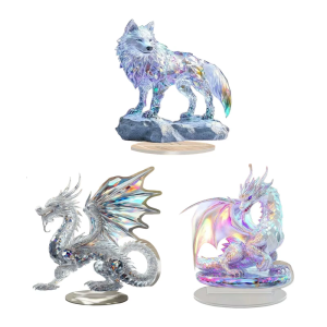 2D Flat Dragon Wolf Multicolored Acrylic Sculpture Handcrafted Decoration Ornament For Nursery Office Shelf Display