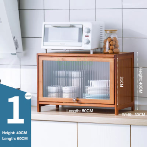 Bambooo Home Bamboo Kitchen Cabinet Kabinet Dapur Almari Dapur Cabinet Dapur 1/3/4/5 Layer Rak Dapur Bertutup 橱柜/收纳柜