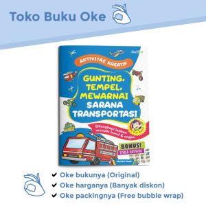 Buku Anak Aktivitas Kreatif Gunting Tempel Mewarnai Sarana Transportasi Full Color Bonus Stiker