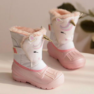 Brand Boy Girls Rubber Boots for Kids Fashion Sneakers Girls Unicorn Snow Boots Waterproof Slip Resistant Cold Weather Shoes