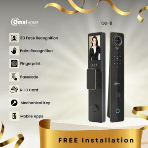 SG Installation OD-8 Omni Digital Door Lock Smart Lock Face Palm Fingerprint Wifi App Gate Bundle