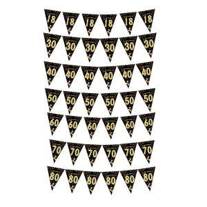 Vàng Đen Bunting tiệc sinh nhật tam giác pennant trang trí đạo cụ chụp ảnh cho người lớn tuổi teen trang trí sinh nhật