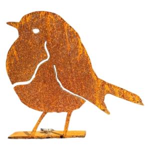 Aged Iron Bird Yard Sculpture Outdoor Decoration Distressed Metal Bird Garden Statue Antique Look Decorative Sculpture