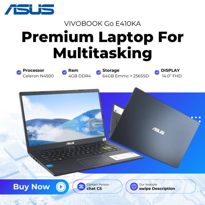 LAPTOP SEKOLAH 3 JUTAAN ASUS VIVOBOOK Go E410KA-CL464 INTEL N4500 4GB ...