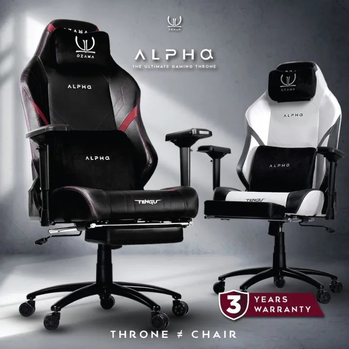 Tengu OZAMA รุ่น ALPHA เก้าอี้สีขาว เก้าอี้สีดำ "เก้าอี้เกมมิ่ง" Gaming Chair by Gaming Gears E-Sport รับน้ำหนัก 180 kg. ปรับแขน 4D