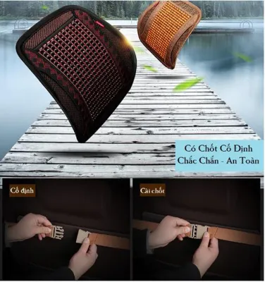Bộ tựa lưng kèm lót ghế hạt gỗ phối viền da cao cấp dùng cho ô tô - văn phòng chống đau mỏi lưng