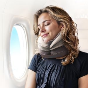 DEYU Neck Stretcher Neck Traction Device with Removable Air Pump Inflatable Cervical Traction Device for Neck Pain Relief Adjustable Neck Brace for Use at Home or on Trips(Storage Bag)