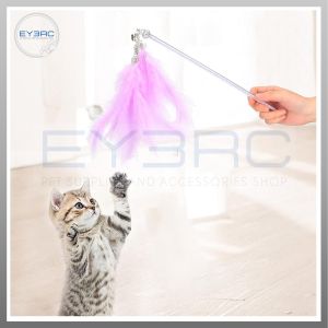 Cat Teaser Interactive Stick Feather Toy for Natural Hunting Instincts & Elevated Playtime Fun for Cats