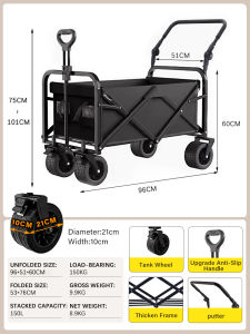 Y4Y  Premium All-Terrain Stroller Wagon Collapsible Kids Wagon with Canopy Adjustable Handle Shopping Cart