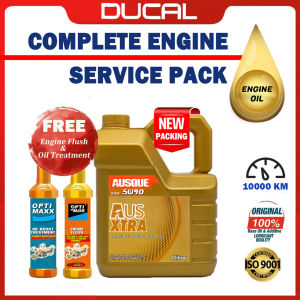 DUCAL AUS SERIES FULLY SYN Engine Oil SAE 5W40 API SP/CF 4 Litres ( FREE 1 PREMIUM Engine Flush & 1 PREMIUM Oil Treatment ) ~ COMPLETE SERVICE PACKAGE 5W40 4L MINYAK HITAM MINYAK ENJIN PROTON PERODUA TOYOTA HONDA MERCEDES BMW AUDI
