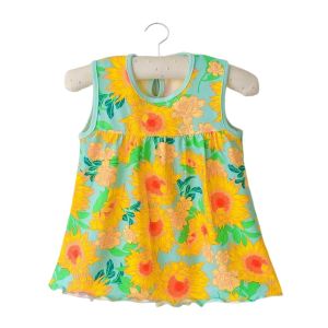 MUSASI Đã in Váy em bé Vải cotton nguyên chất Thêu Váy công chúa Trang phục mùa hè Họa tiết hoạt hình Váy không tay Bé gái