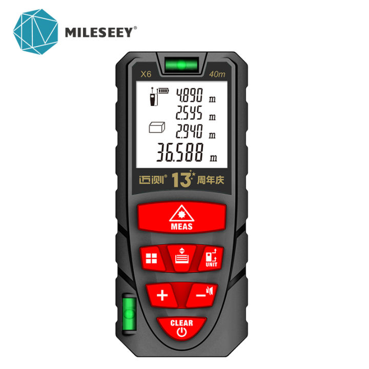 Mileseey Laser Rangefinder X6 40m Digital Laser Distance Meter With 2 ...