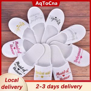 [COD] AqToCna Ship within 24 hours 1Pair Bride Wedding Decoration Bridesmaid Party Slippers Ladies Party Supplies