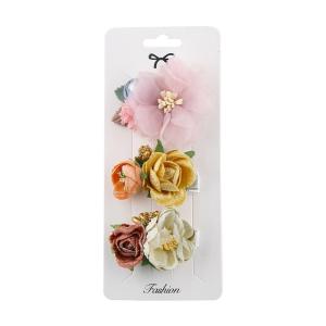3Pcs Kids Baby Girls Floral Hair Clips Set Artificial Flower Fully Lined Alligator Clip Princess Hair Bow Accessories
