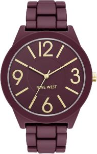 Nine West Womens Metal Bracelet Watch with Rubberized Coating