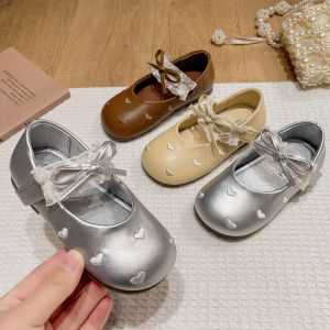 Girls Love Mary Jane Small Leather Shoes Lace Bow Princess Shoes Baby Soft Sole Pumps
