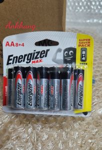 Vỉ 12 viên pin tiểu AA 1.5V Energizer Max E91 BP8+4 hàng chính hãng