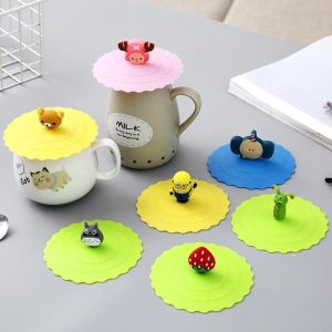 Cute Anti-slip Anti-dust Silicone Cup Mug Cover Reusable Dustproof Cartoon Lid Cup Cover